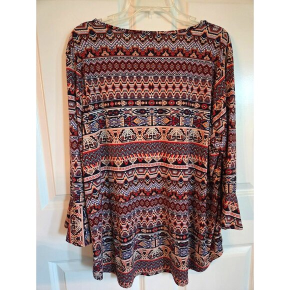 DB Women's South West Aztec Tunic/top/shirt red/brown plus size 2XL - Picture 2 of 5